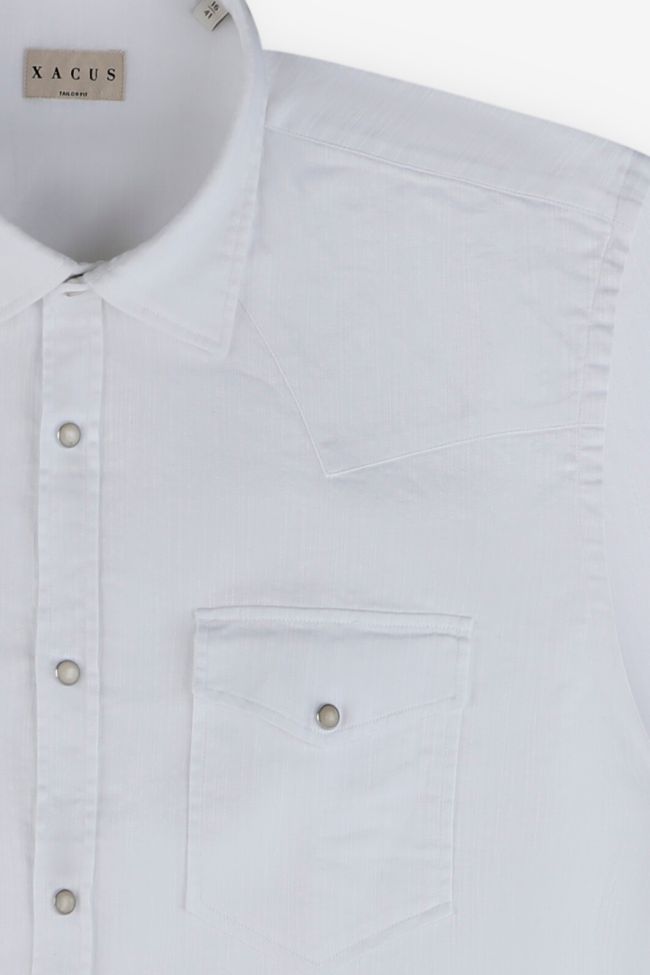 Xacus Hemd Herren Xacus Regular Einfarbig 75% Baumwolle, 25% Leinen Kragen Italienisch Lange Ärmel