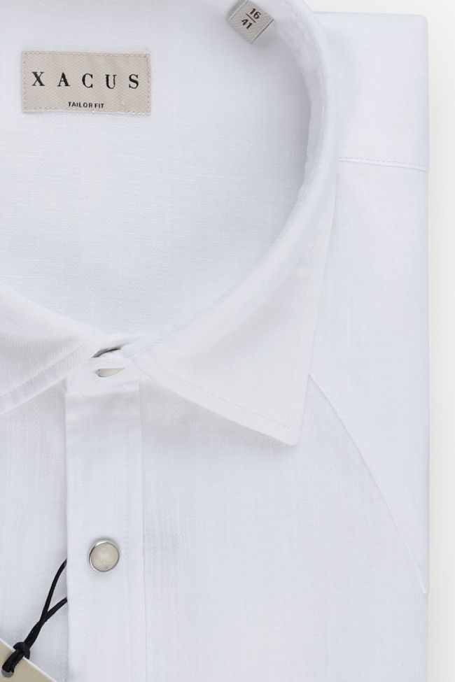 Xacus Hemd Herren Xacus Regular Einfarbig 75% Baumwolle, 25% Leinen Kragen Italienisch Lange Ärmel
