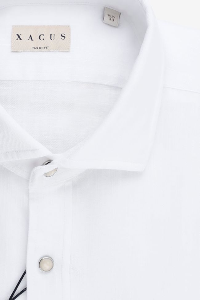 Xacus Hemd Herren Xacus Regular Einfarbig 76% Cotton 24% Linen Kragen Französisch Lange Ärmel