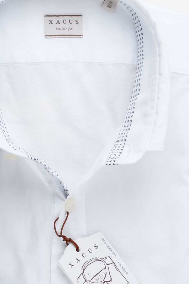 Xacus Hemd Herren Xacus Regular Einfarbig 90% Baumwolle 10% Leinen Kragen Italienisch Lange Ärmel