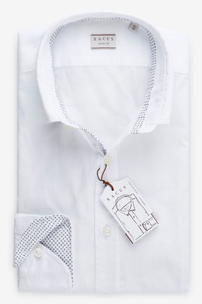 xacus Hemd Herren Xacus Regular Einfarbig 90% Baumwolle 10% Leinen kragen Italienisch Lange Ärmel