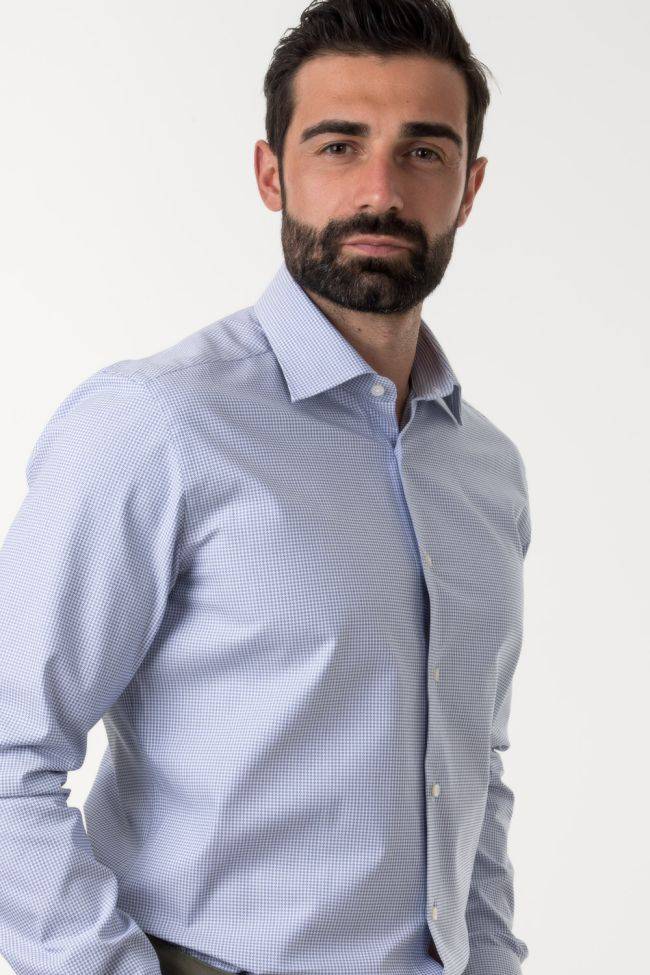 Xacus Hemd Herren Xacus Regular Halb Unifarben 100% Baumwolle Kragen Italienisch Lange Ärmel