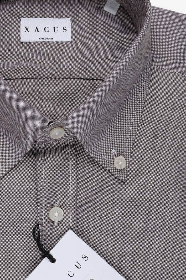 Xacus Hemd Herren Xacus Regular Halb Unifarben 100% Baumwolle Kragen Button-Down Lange Ärmel