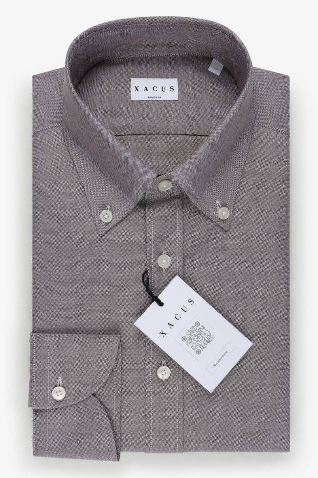 xacus Hemd Herren Xacus Regular Halb Unifarben 100% Baumwolle kragen Button-Down Lange Ärmel