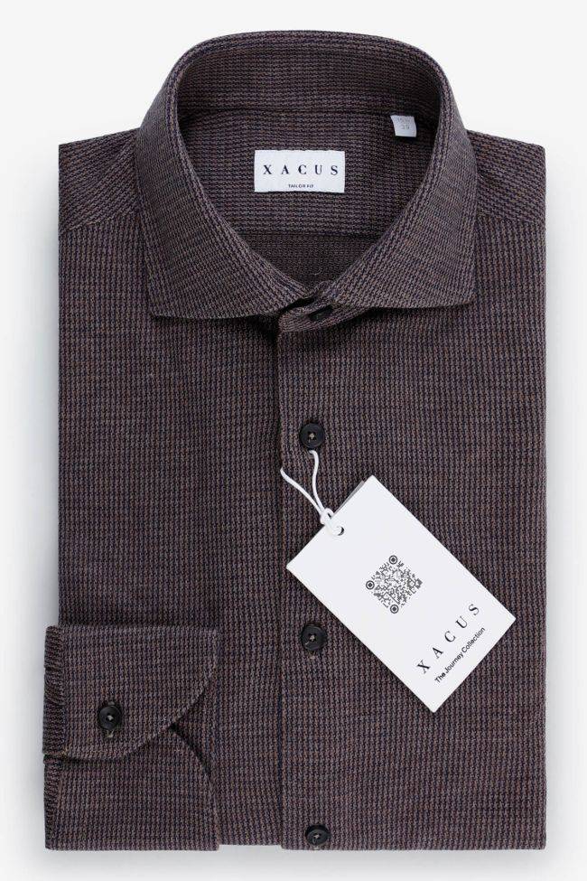 xacus Hemd Herren Xacus Regular Halb Unifarben 100% Baumwolle kragen Französisch Lange Ärmel