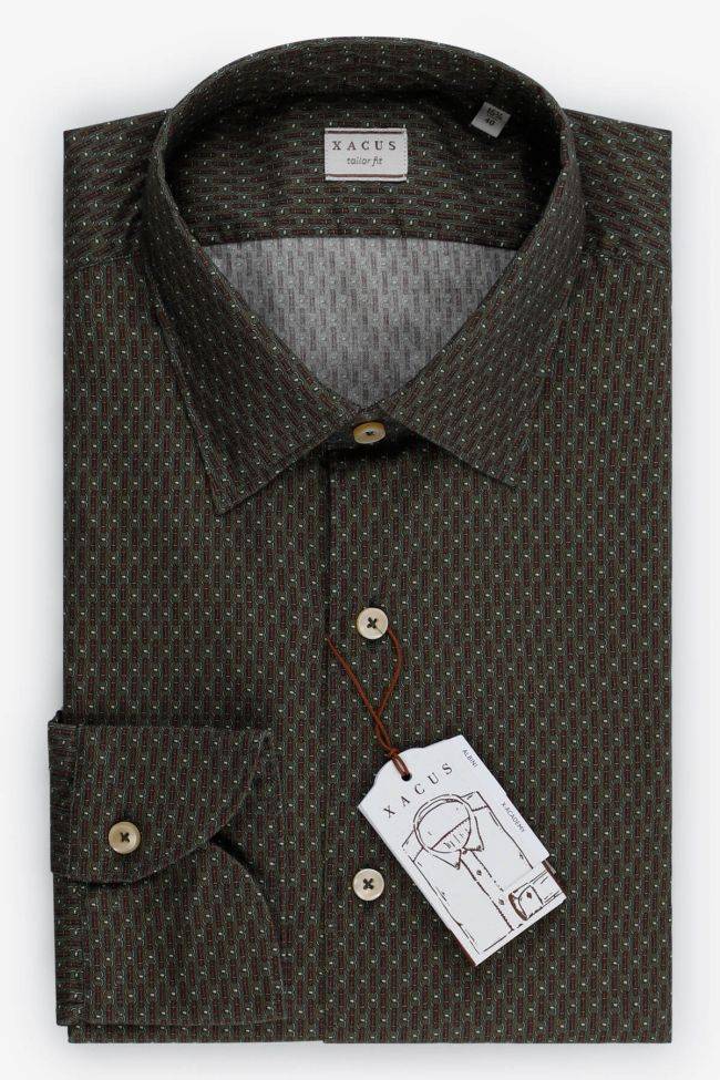 xacus Hemd Herren Xacus Regular Halb Unifarben 100% Baumwolle kragen Italienisch Lange Ärmel