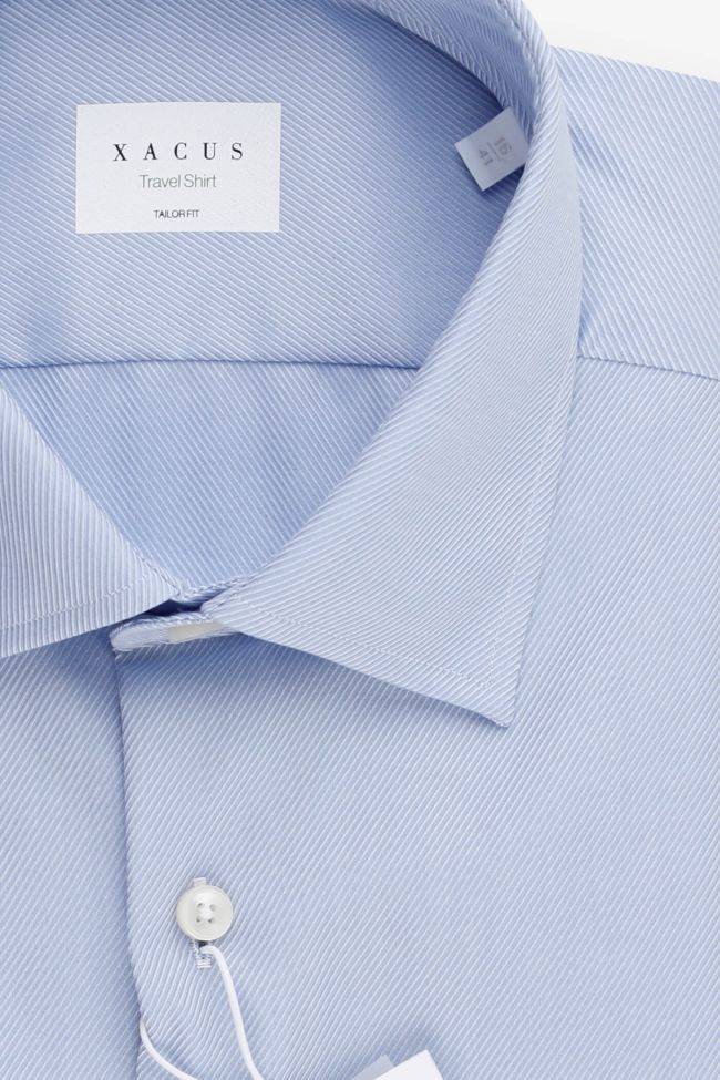 Xacus Hemd Herren Xacus Regular Halb Unifarben 100% Bio-Baumwolle Kragen Italienisch Lange Ärmel