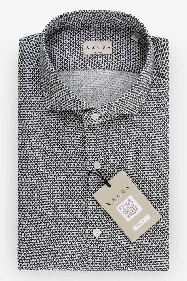 xacus Hemd Herren Xacus Regular Halb Unifarben 100% Leinen kragen Französisch Lange Ärmel