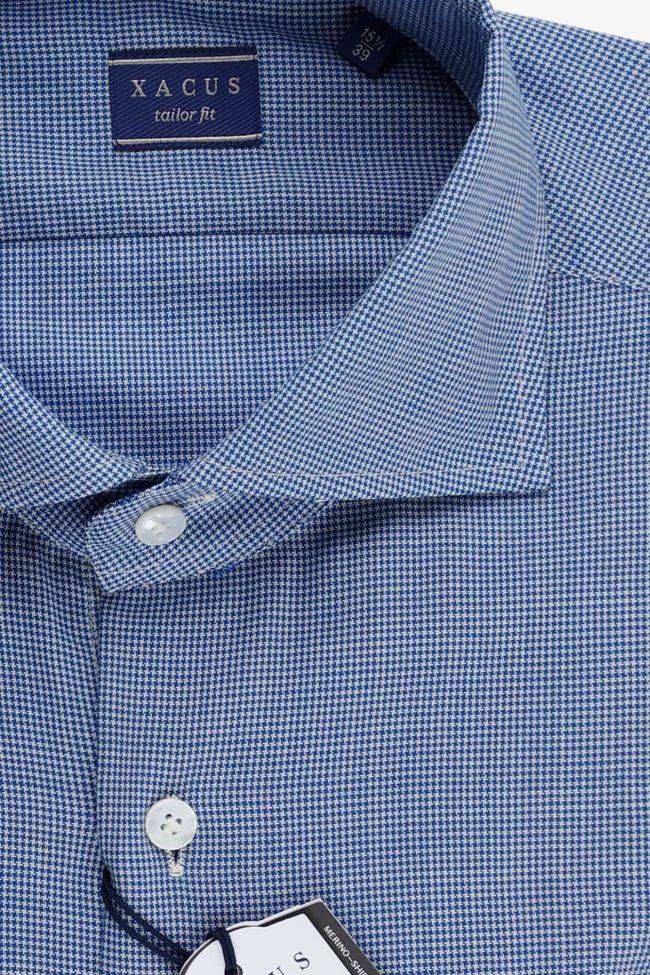 Xacus Hemd Herren Xacus Regular Halb Unifarben 100% Merinowolle Kragen Französisch Lange Ärmel