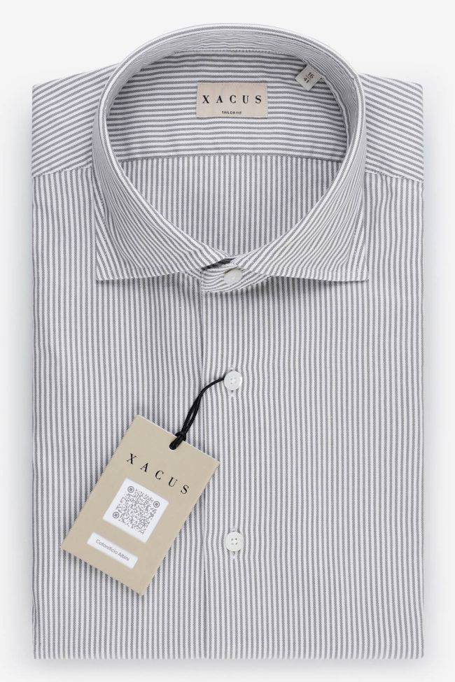 Xacus Hemd Herren Xacus Regular Halb Unifarben 60% Cotton 40% Lyocell Kragen Französisch Lange Ärmel