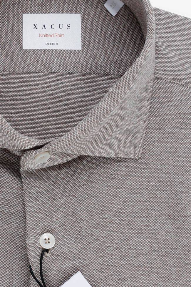 Xacus Hemd Herren Xacus Regular Halb Unifarben 70% Baumwolle 30% Seide Kragen Französisch Lange Ärmel