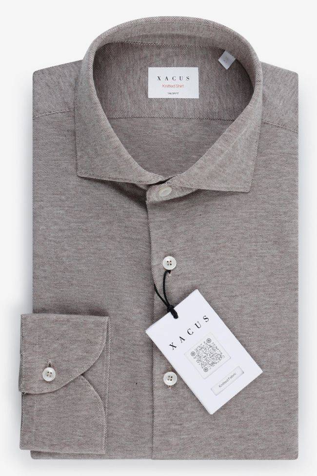 xacus Hemd Herren Xacus Regular Halb Unifarben 70% Baumwolle 30% Seide kragen Französisch Lange Ärmel