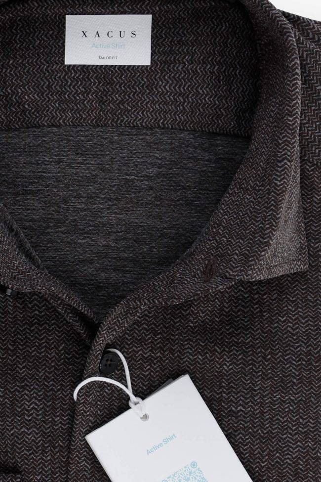 Xacus Hemd Herren Xacus Regular Halb Unifarben 85% Poliammide 15% Elastam Kragen Französisch Lange Ärmel