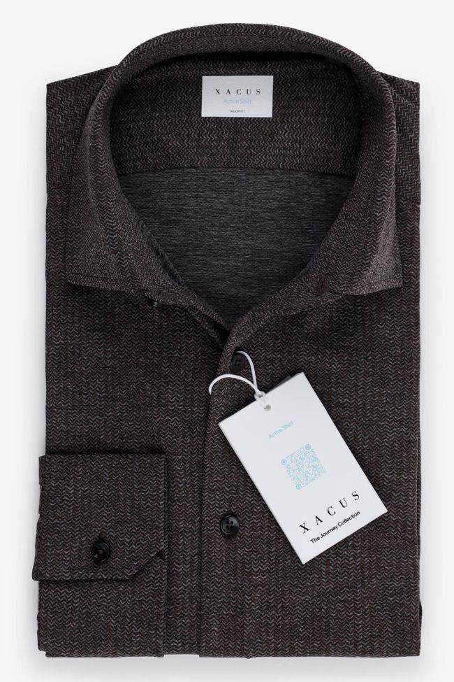 xacus Hemd Herren Xacus Regular Halb Unifarben 85% poliammide 15% elastam kragen Französisch Lange Ärmel