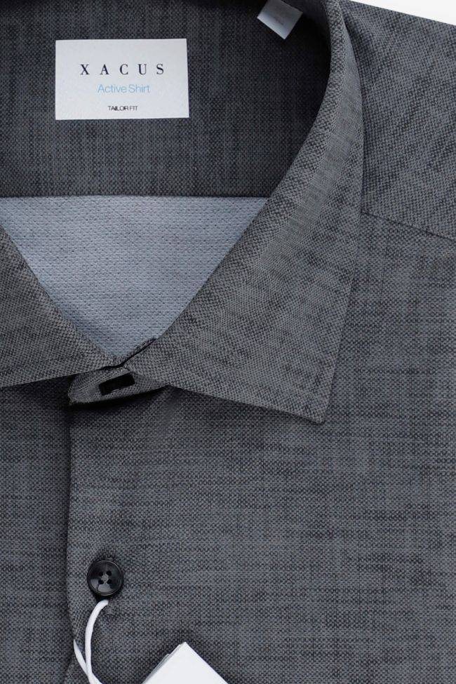 Xacus Hemd Herren Xacus Regular Halb Unifarben 86% Poliammide 14% Elastan Kragen Französisch Lange Ärmel