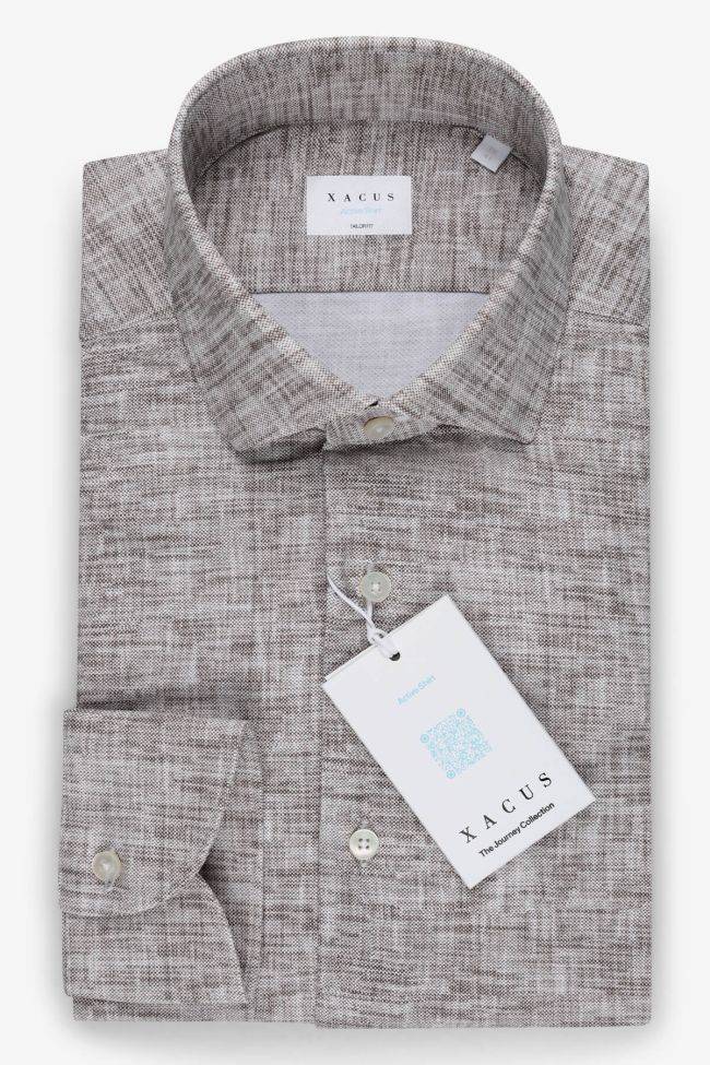 Xacus Hemd Herren Xacus Regular Halb Unifarben 86% Poliammide 14% Elastan Kragen Französisch Lange Ärmel