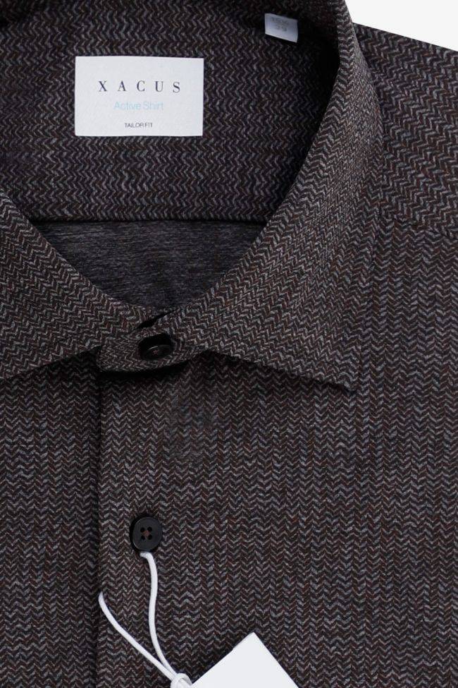 Xacus Hemd Herren Xacus Regular Halb Unifarben 86% Poliammide 14% Elastan Kragen Französisch Lange Ärmel