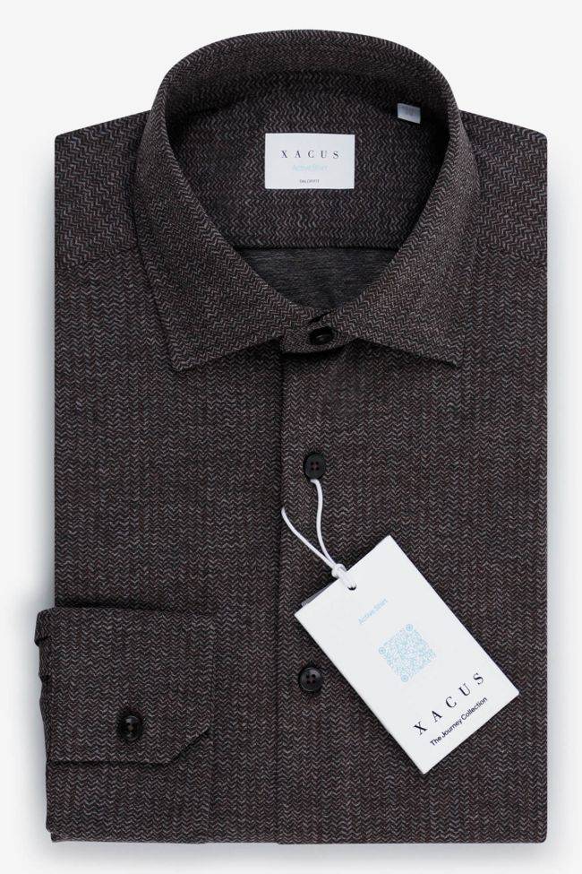 xacus Hemd Herren Xacus Regular Halb Unifarben 86% poliammide 14% elastan kragen Französisch Lange Ärmel