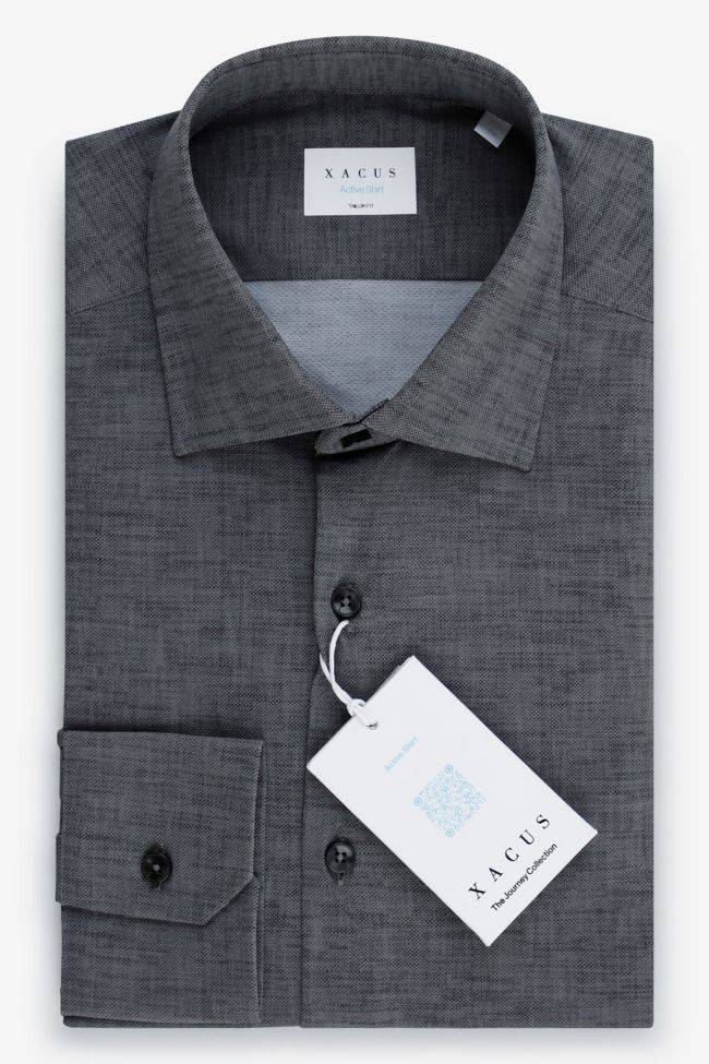 xacus Hemd Herren Xacus Regular Halb Unifarben 86% poliammide 14% elastan kragen Französisch Lange Ärmel