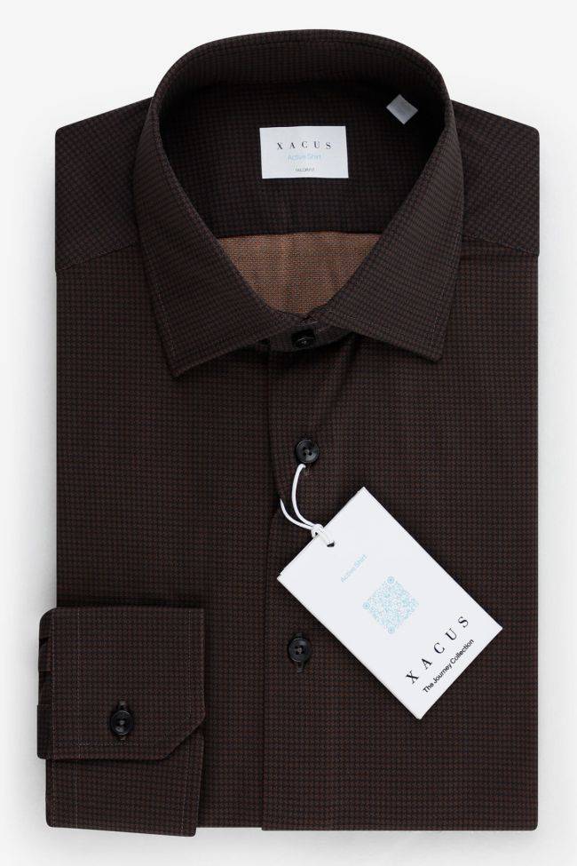 Xacus Hemd Herren Xacus Regular Halb Unifarben 86% Polyamide 14% Elastane Kragen Französisch Lange Ärmel