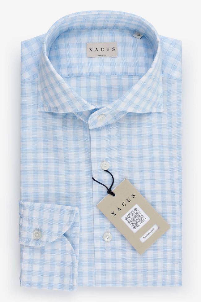 xacus Hemd Herren Xacus Regular Karo 100% Baumwolle gewaschen kragen Französisch Lange Ärmel