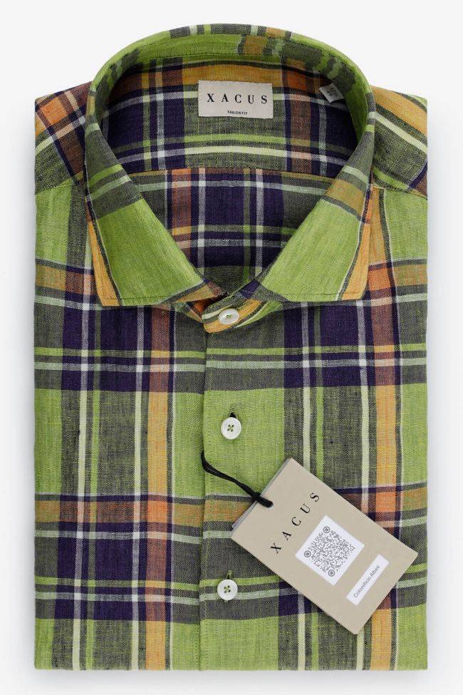 Xacus Hemd Herren Xacus Regular Karo 100% Baumwolle Kragen Französisch Lange Ärmel