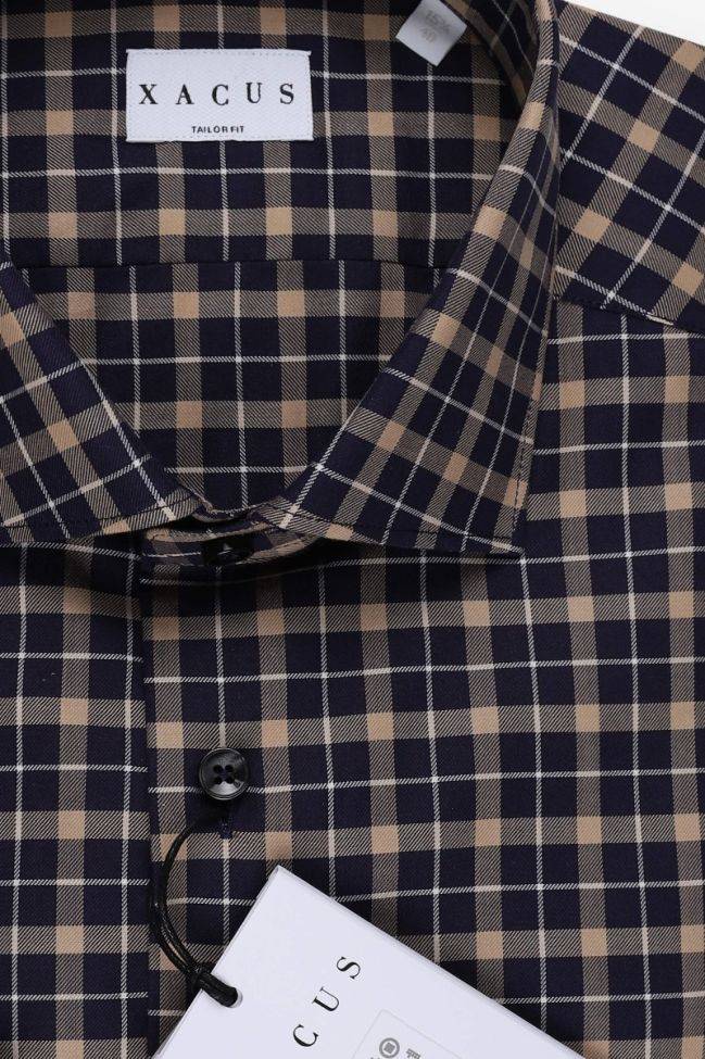 Xacus Hemd Herren Xacus Regular Karo 100% Baumwolle Kragen Französisch Lange Ärmel