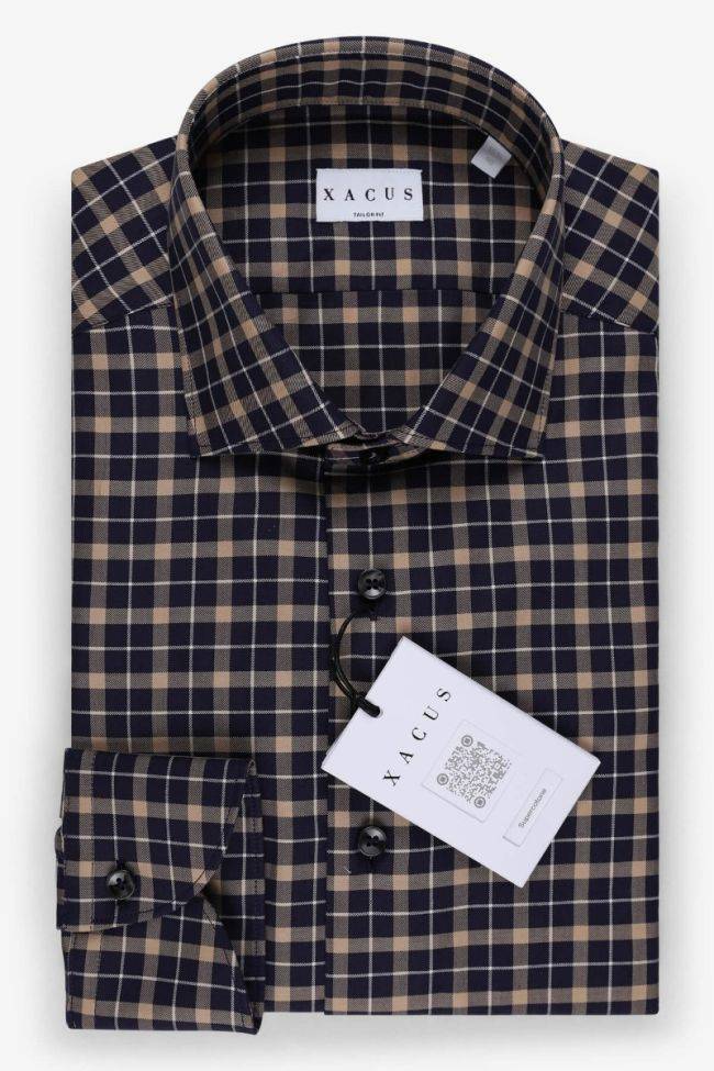 xacus Hemd Herren Xacus Regular Karo 100% Baumwolle kragen Französisch Lange Ärmel