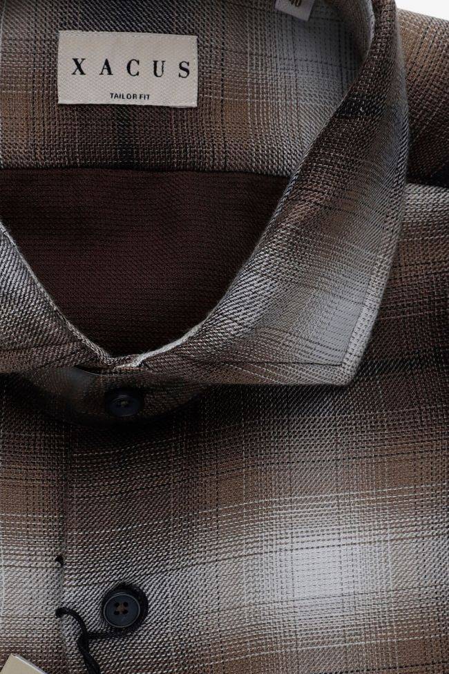 Xacus Hemd Herren Xacus Regular Karo 100% Baumwolle Kragen Französisch Lange Ärmel
