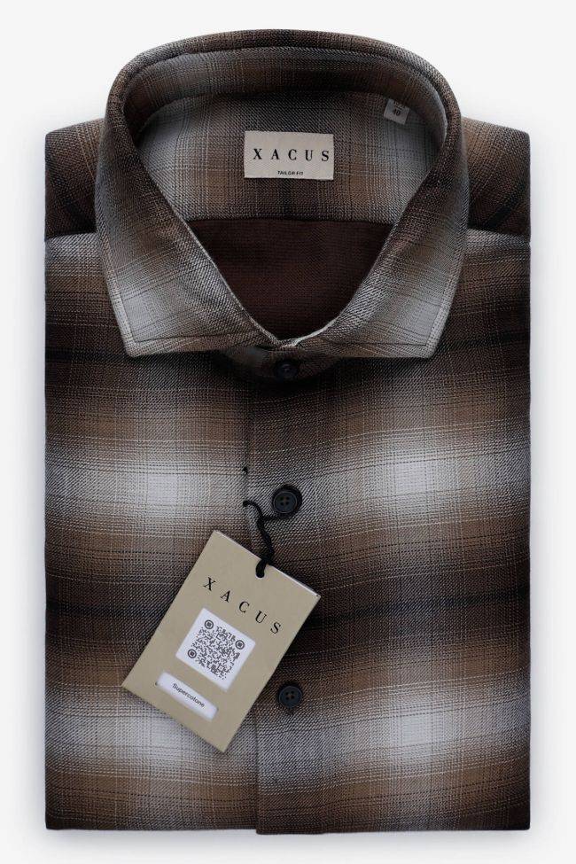 xacus Hemd Herren Xacus Regular Karo 100% Baumwolle kragen Französisch Lange Ärmel