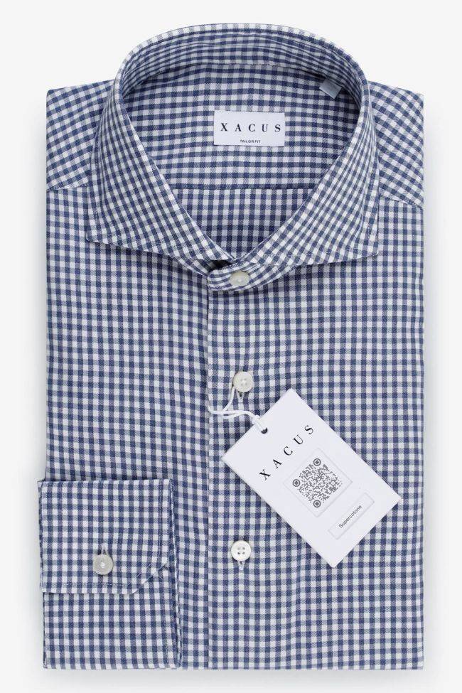 Xacus Hemd Herren Xacus Regular Karo 100% Baumwolle Kragen Französisch Lange Ärmel