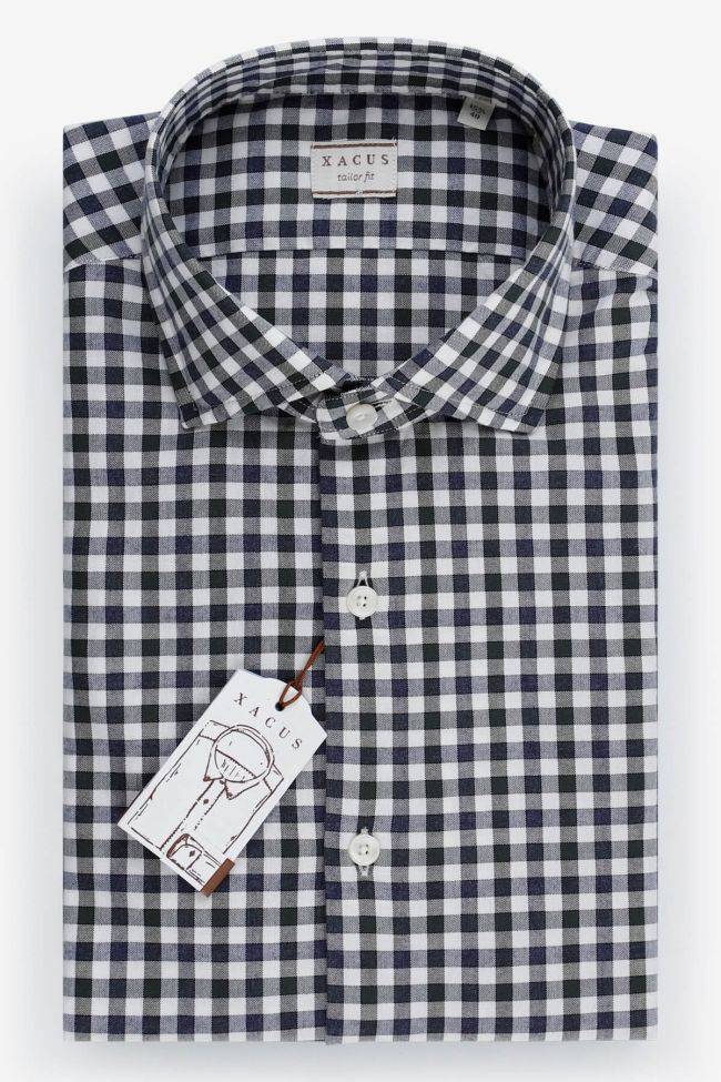 xacus Hemd Herren Xacus Regular Karo 100% Baumwolle kragen Französisch Lange Ärmel