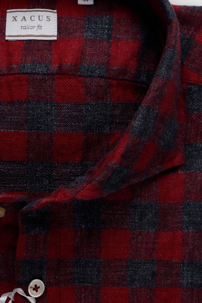Xacus Hemd Herren Xacus Regular Karo 100% Leinen Kragen Französisch Lange Ärmel