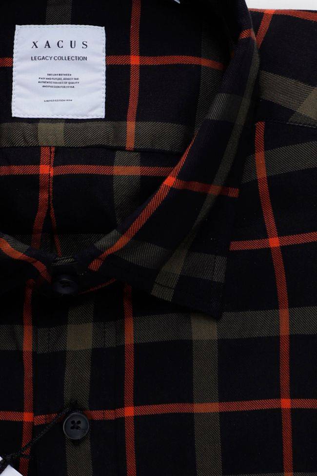 Xacus Hemd Herren Xacus Regular Karo 59% Cotton 41% Lyocell Kragen Italienisch Lange Ärmel