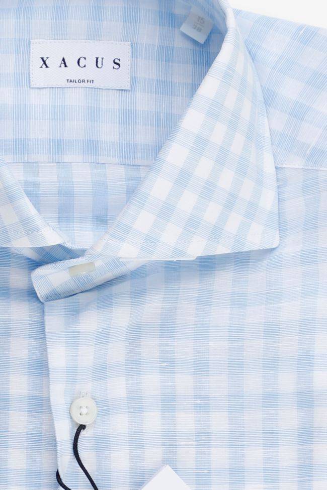 xacus Hemd Herren Xacus Regular Karo 60% Baumwolle, 40% Leinen kragen Französisch Lange Ärmel