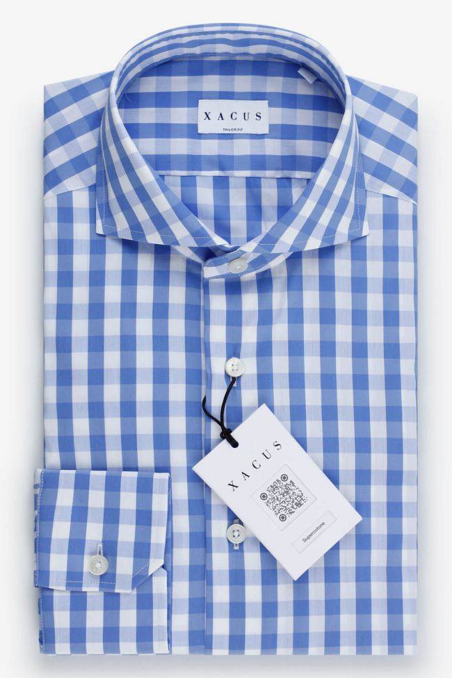 Xacus Hemd Herren Xacus Regular Karo 75% Cotton 22% Pa 3% Ea Kragen Französisch Lange Ärmel