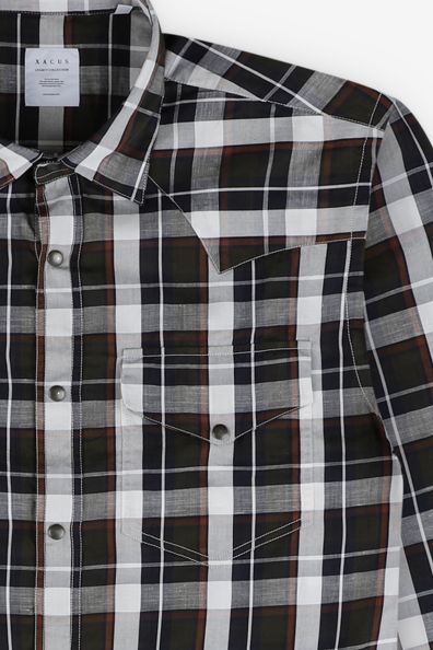 Xacus Hemd Herren Xacus Regular Karo 85% Baumwolle 15% Leinen Kragen Italienisch Lange Ärmel