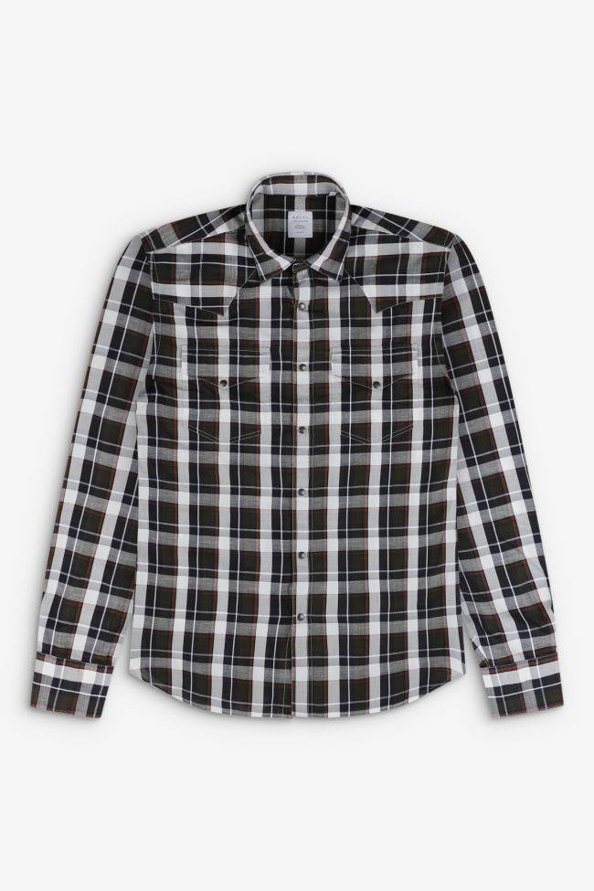 Xacus Hemd Herren Xacus Regular Karo 85% Baumwolle 15% Leinen Kragen Italienisch Lange Ärmel
