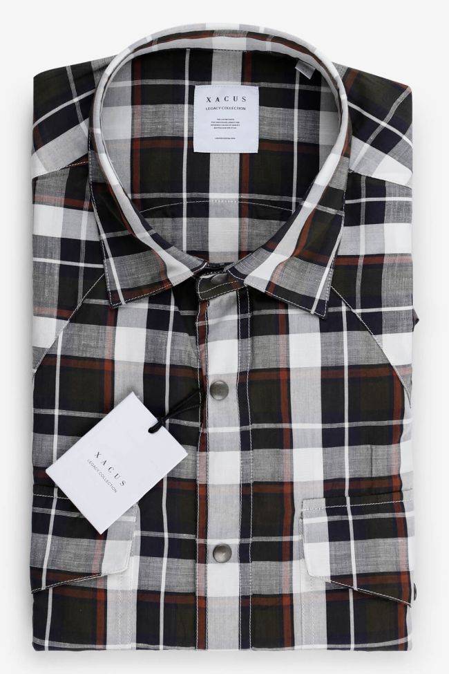 xacus Hemd Herren Xacus Regular Karo 85% Baumwolle 15% Leinen kragen Italienisch Lange Ärmel