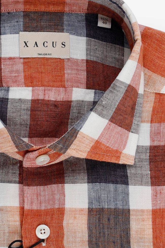 Xacus Hemd Herren Xacus Regular Karo 90%linen 10%cotton Kragen Französisch Lange Ärmel