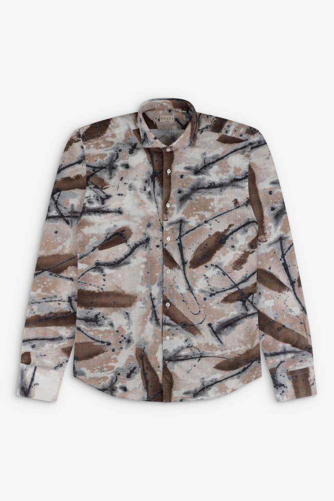 Xacus Hemd Herren Xacus Regular Muster 100% Baumwolle Gewaschen Kragen Italienisch Lange Ärmel