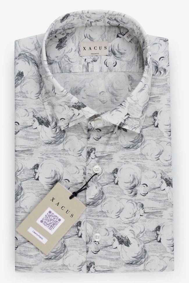 Xacus Hemd Herren Xacus Regular Muster 100% Baumwolle Gewaschen Kragen Italienisch Lange Ärmel