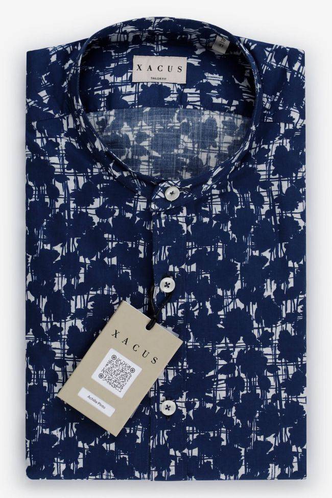 Xacus Hemd Herren Xacus Regular Muster 100% Baumwolle Gewaschen Kragen Mandarinkragen Lange Ärmel
