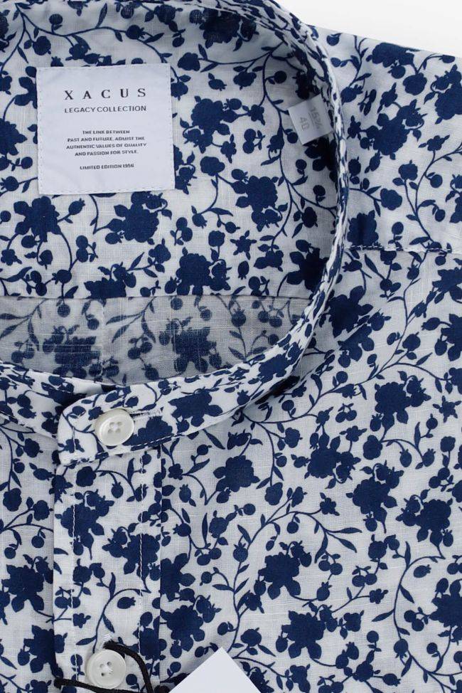 Xacus Hemd Herren Xacus Regular Muster 100% Baumwolle Gewaschen Kragen Mandarinkragen Lange Ärmel