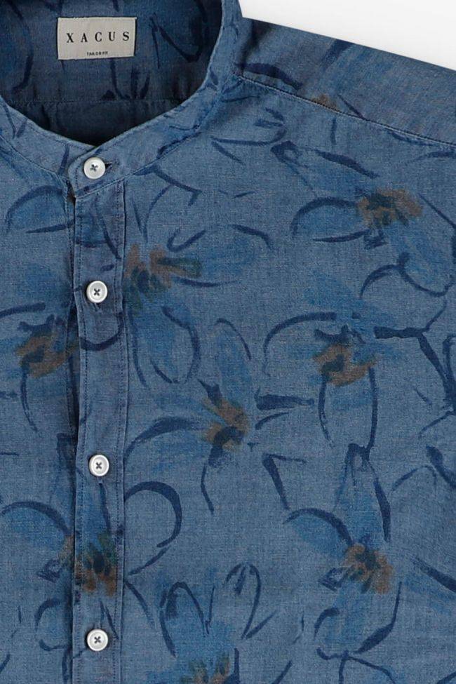 Xacus Hemd Herren Xacus Regular Muster 100% Baumwolle Gewaschen Kragen Mandarinkragen Lange Ärmel