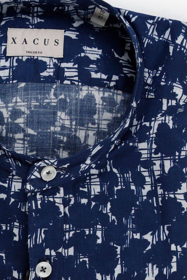Xacus Hemd Herren Xacus Regular Muster 100% Baumwolle Gewaschen Kragen Mandarinkragen Lange Ärmel