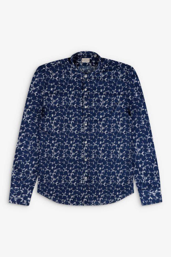 xacus Hemd Herren Xacus Regular Muster 100% Baumwolle gewaschen kragen Mandarinkragen Lange Ärmel