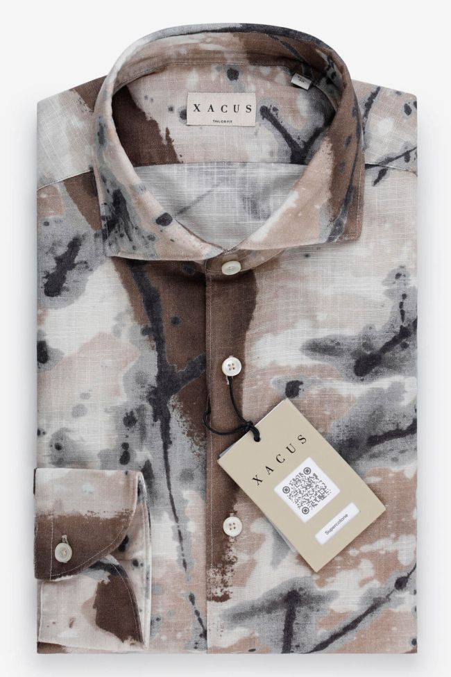 xacus Hemd Herren Xacus Regular Muster 100% Baumwolle gewaschen kragen Italienisch Lange Ärmel