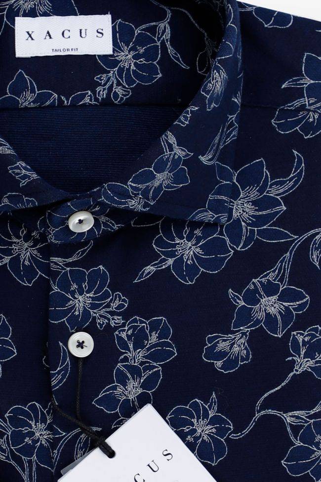 xacus Hemd Herren Xacus Regular Muster 100% Baumwolle Kragen Italienisch Lange Ärmel