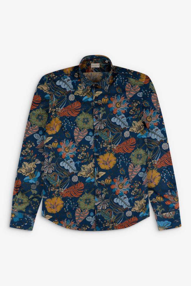 Xacus Hemd Herren Xacus Regular Muster 100% Baumwolle Kragen Italienisch Lange Ärmel